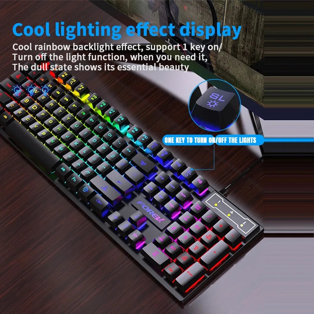 104 key Backlit Mechanical Wired waterproof  keyboard And Mouse Set for Gamer PC Laptop Office