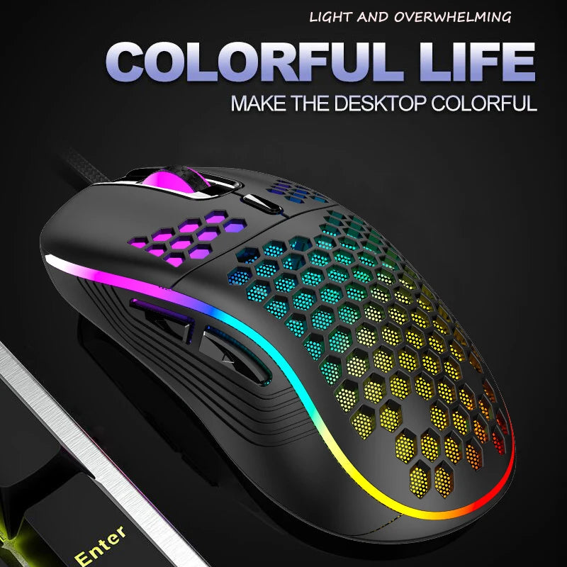 Wired Gaming Mouse with Honeycomb Shell Lightweight Gaming Mice Ergonomic Computer Mouse Gaming for Windows/PC/Mac/Laptop