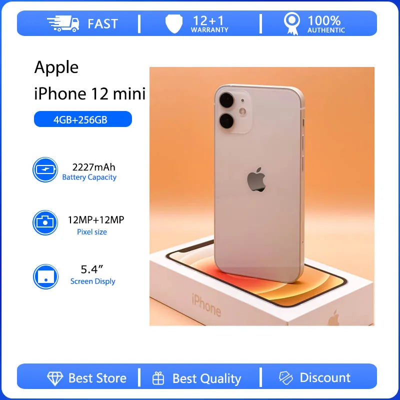 Apple iPhone 12 mini 5G Face ID Mobile Phone Original Used Unlocked 5.4" 64/128/256GB ROM Hexa-core IOS 12MP Camera