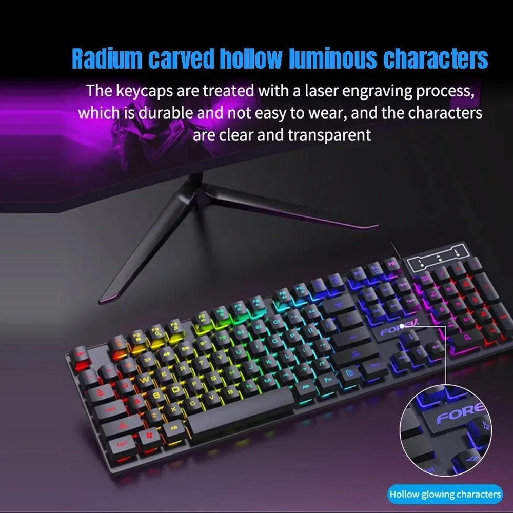 104 key Backlit Mechanical Wired waterproof  keyboard And Mouse Set for Gamer PC Laptop Office